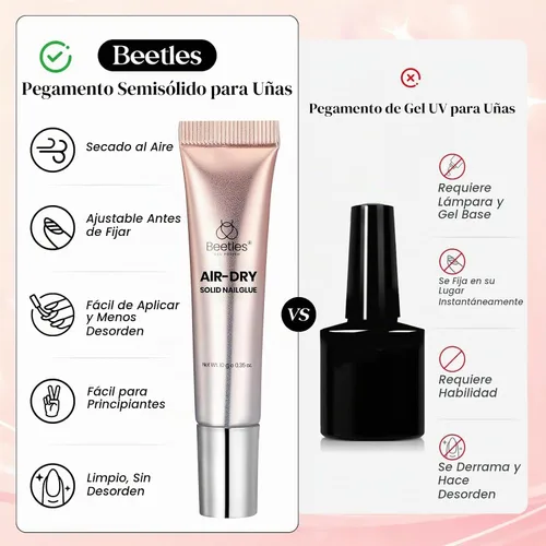 Vista 6 de Beetles - Pegamento de uñas súper fuerte de 0.35 onzas para uñas a presión, no necesita lámpara UV Pegamento de uñas semisólido de secado rápido