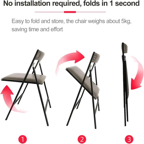 Vista 4 de 2 sillas deportivas para adultos, sillas de oficina plegables tapizadas, silla de salón portátil al aire libre para oficina, cocina (negro, grande)