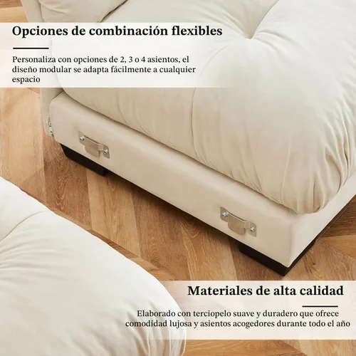 Vista 7 de Sofá biplaza de 93.7 pulgadas, sofá modular de 2 plazas, sofás seccionales grandes de color beige y blanco para sala de estar, juego de sofá beige 1