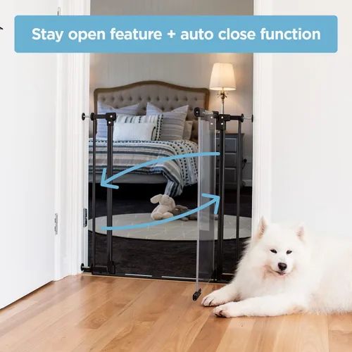 Vista 5 de Perma Child Safety Clear Ultimate Safe Step Secure Step - Puerta montada a presión con cierre automático, negro cálido, se adapta a aberturas