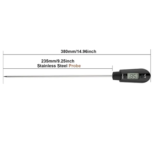 Vista 3 de Efeng Termómetro digital de caramelos, espátula, termómetro de carne con clip para olla y sonda de 9 pulgadas, termómetro digital de lectura Blanco