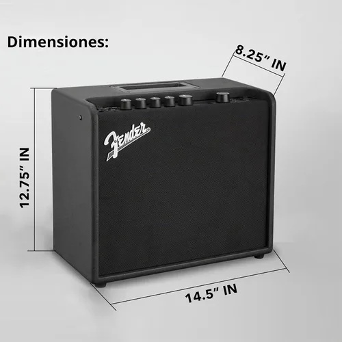 Vista 8 de Fender Mustang LT25 - Amplificador combinado de guitarra con cable y paquete exclusivo de púas de 12 piezas de Austin Bazaar
