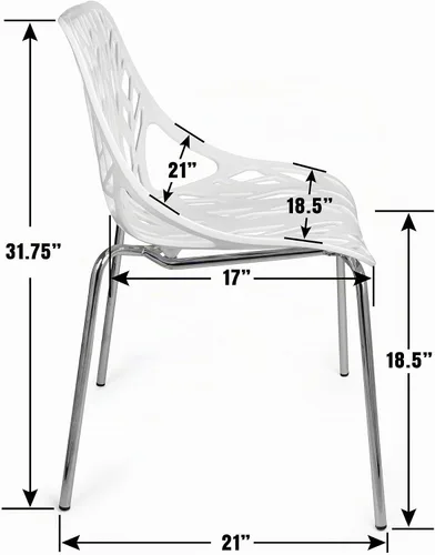 Vista 3 de Sillas de comedor de plástico acrílico de abedul (juego de 4 unidades), Plástico, metal, Blanco