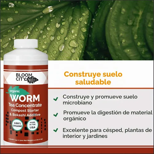 Vista 2 de Bloom City concentrado de té de lombrices orgánico y compost y potenciador Bokashi, 1/2 pinta (8 oz)