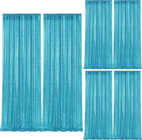 Vista 9 de 2 paneles de cortinas de fondo de lentejuelas verdes de 8 pies, cortinas de fondo de fotografía con purpurina para decoración de Navidad, boda