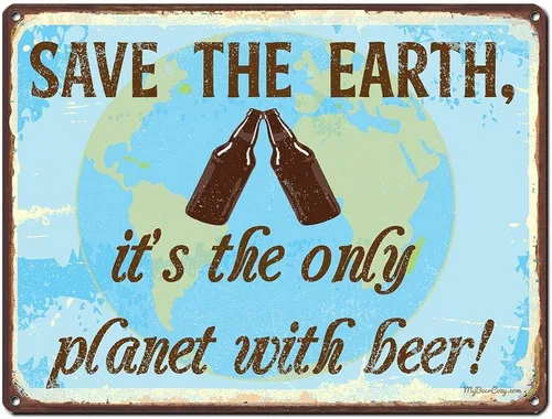 Vista 11 de Beer Because H20 Never Wins Friends, cartel divertido de aluminio de 11.5 x 15.5 pulgadas para cueva de hombre, garaje, sótano, cervecería