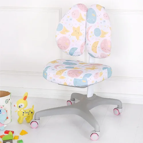 Vista 4 de Funda elástica para silla de escritorio para niños, silla de estudio para niños con respaldo hueco, funda para silla de computadora, funda giratoria