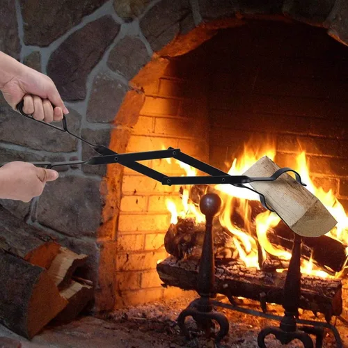 Vista 2 de Pinzas para agarrar troncos para chimenea de leña,horno herramienta para parrilla Camping hoguera.