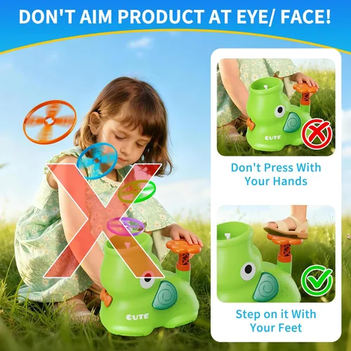 Vista 4 de CPSYUB Lanzador de disco volador para exteriores, juguetes de brinco para niños de 3, 4, 5, 6, 7, 8, 9, 10 años, juego de atrapar mariposas