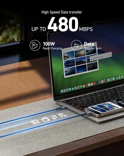 Vista 52 de Dasku iPhone 17 USB C a USB C de carga rápida, 60 W (3.1 A), paquete de 2 cables cargador de carga de 3 pies tipo C para iPhone 17/16/15/15 Plus/15