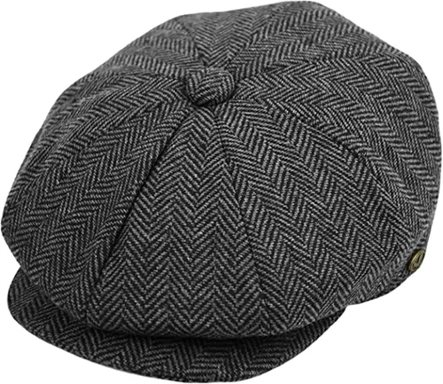 Vista 2 de EPOCH Gorra de lana para hombre, sombrero de golf Applejack de cabbie de tweed de conducción en espiga Nsb2317