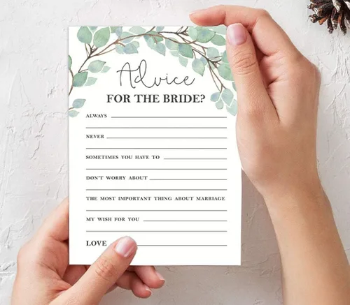Vista 7 de Juego de 50 tarjetas de actividades de juego Greenery Mad Libs Consejos para la novia