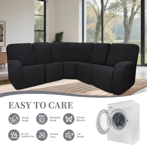Vista 8 de Fundas de sofá reclinable seccional 100% impermeables para sofá reclinable en forma de L, funda de sofá modular de esquina en forma de L, fundas