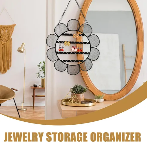 Vista 2 de Cabilock Organizador de pendientes organizador de exhibición de joyas, organizador de aretes para colgar en la pared, organizador de collares
