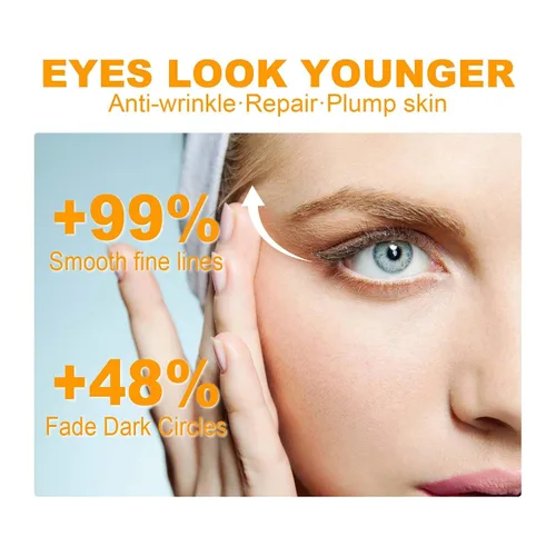 Vista 3 de Crema de ojos con péptido 5D, crema reparadora de ojos antienvejecimiento para ojeras e hinchazón, reducción diaria de arrugas, hidratante ligero