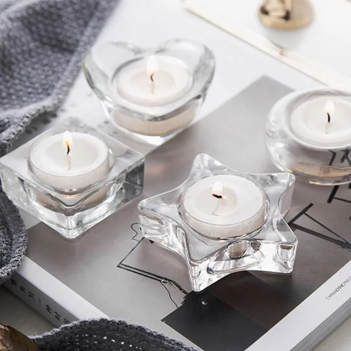 Vista 3 de Portavelas Tealight para Navidad, 2 unidades, portavelas en forma de estrella, para centro de mesa, bodas, mesa de comedor, decoración del hogar