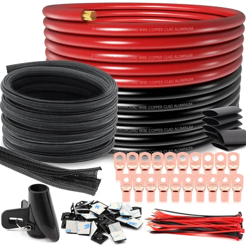 Vista 12 de 40FT 1/0 Battery Cable CCA,0 Gauge Wire with lugs for Amp,Winch,Automotive 40 pies + 20 lengüetas