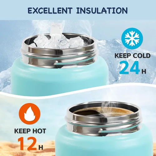 Vista 4 de Kerilyn - Botella de agua para niños, de acero inoxidable, con pajilla a prueba de fugas, con aislamiento térmico, libre de bisfenol A, unisex