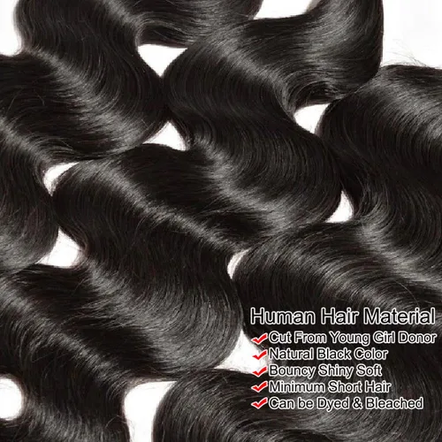 Vista 4 de Manojos de cabello humano ondulado 12A, 12, 12, 12 pulgadas, paquetes de cabello humano 100% sin procesar, 3 paquetes de extensiones de cabello