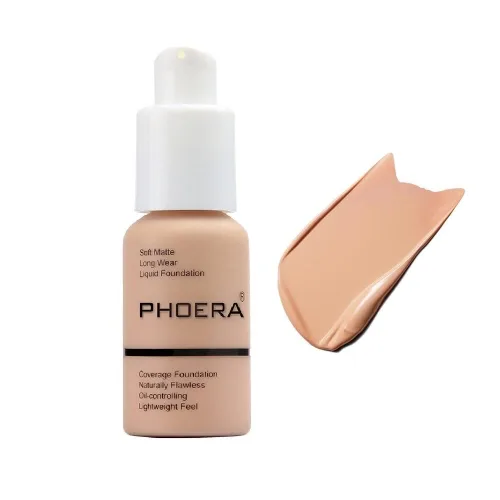 Vista 10 de PHOERA - Base de maquillaje líquida mate suave y impecable para mujeres. (porcelana #101)