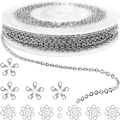 Vista 16 de Jishi Cadena de serpiente de oro de 33 pies de 0.047 in, cadenas para hacer joyas, collares, pulseras, suministros de joyería, hallazgos – Rollo
