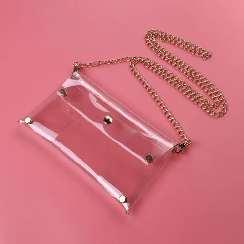 Vista 4 de BESTOYARD Bolso bandolera con correa de cadena para mujer, Transparente, Pvc