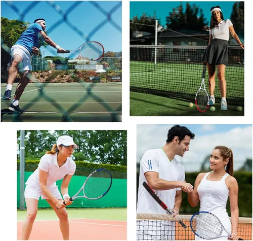 Vista 5 de Raqueta de tenis preencordada, ligera, de 27 pulgadas, raquetas recreativas para adultos, para hombres, mujeres, estudiantes, kit de entrenamiento