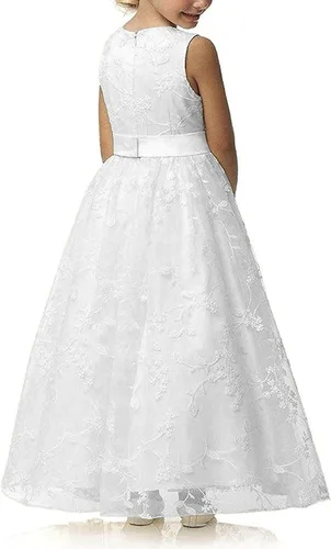 Vista 2 de ABaoWedding Lace A-Line Flower Girl Dress A-blanco