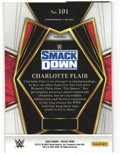 Vista 2 de CHARLOTTE FLAIR 2022 Panini Select WWE Nivel Premier #101 PLATA PRIZM PARALEL Tarjeta Lucha Libre Profesional