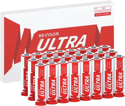 Vista 9 de BEVIGOR Baterías de litio AA, pilas AA, paquete de 4 baterías de litio AA de 1.5 V, batería doble A, pilas AA de mayor duración para linterna