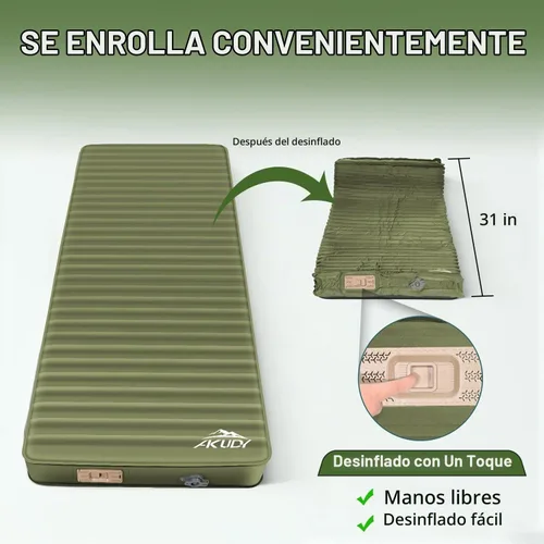 Vista 5 de Colchoneta de dormir autoinflable con bomba eléctrica, almohadilla de campamento de espuma viscoelástica ultra gruesa de 4 pulgadas con almohada