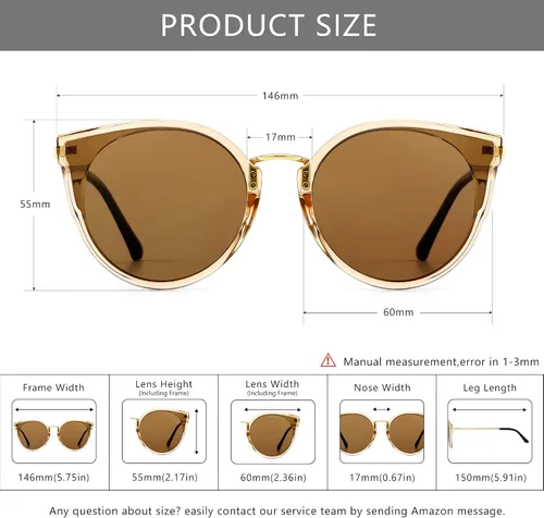Vista 5 de SUNGAIT Gafas de sol polarizadas para mujer estilo vintage ojo de gato UV400