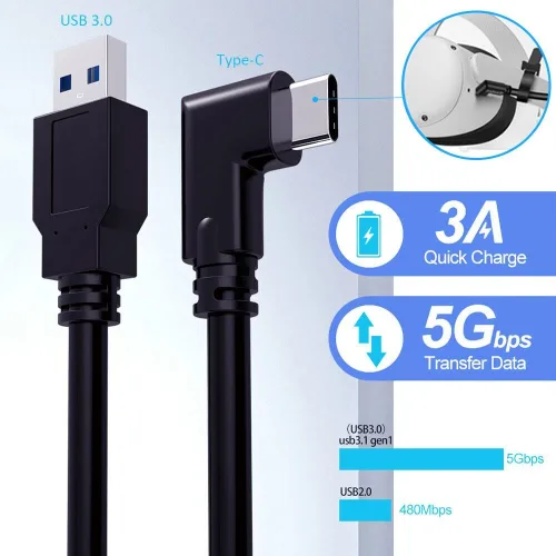 Vista 3 de ukiism Cable de enlace Oculus Quest 2 de 16 pies, cable de auriculares VR Link para Oculus Quest 2 Quest 1 y PCSteam VR, cable USB 3.0 a USB C