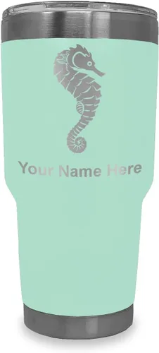 Vista 11 de LaserGram Vaso aislado al vacío de 20 onzas, caballito de mar, grabado personalizado incluido (negro)