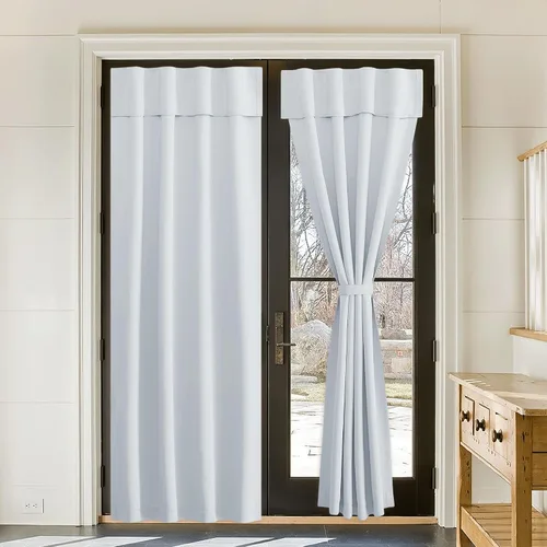 Vista 23 de NICETOWN Biscotti - Cortinas opacas para puerta francesa, color beige, 72 pulgadas de largo Cortina de ventana portátil de granja autoadhesiva