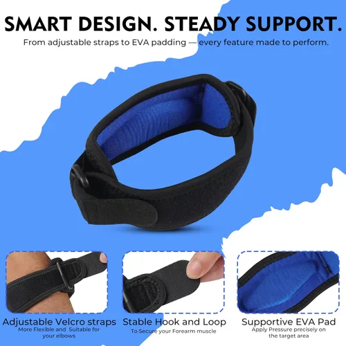 Vista 2 de ELEVEXA - 1 codera de tenis para hombres y mujeres, codera de golfistas para compresión y soporte de codo, transpirable y fácil de lavar
