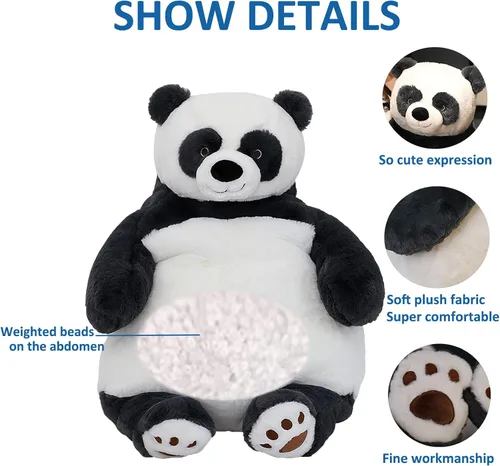Vista 2 de Animales de peluche con peso de panda, 17 pulgadas, 3.5 libras, peluche de panda con peso grande, almohada de juguete de peluche con peso grande