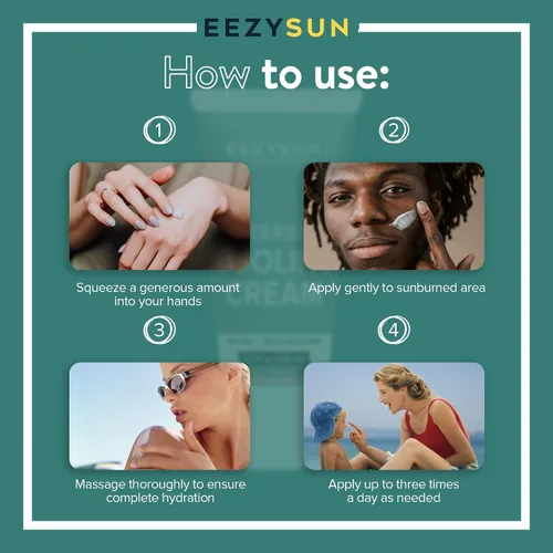 Vista 4 de EEZYSUN AfterSun Crema refrescante – Loción vegana para después del sol con aloe vera, aceite de árbol de té, manzanilla – Calma, hidrata