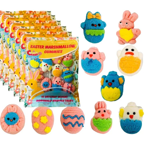Vista 14 de Gomitas de malvavisco de Pascua, 10 diseños diferentes, 4.5 onzas, gomitas envueltas individualmente en bolsa, sin gluten, sin diario, perfectas