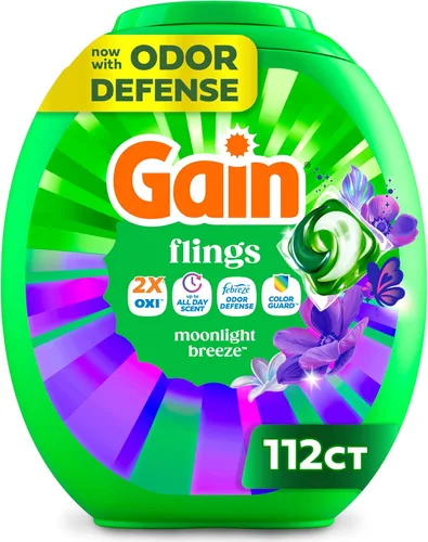 Vista 27 de Gain Flings! Jabón líquido para ropa sucia, compatible con HE, paquete de 3 bolsas, 111 unidades, aroma de larga duración, aroma a brisa feliz