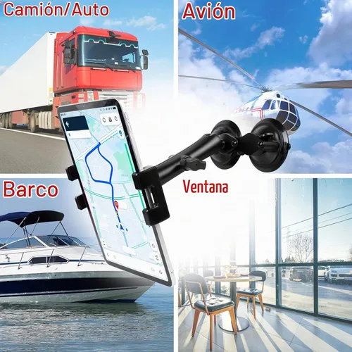 Vista 6 de Pilots - Soporte para tablet con ventosas dobles fuertes, soporte universal para iPad para aviones, coche, barco, camión, parabrisas, compatible