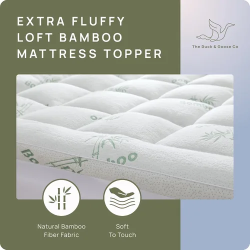 Vista 2 de Protector de colchón afelpado extragrueso de 3 pulgadas; protector de bambú de tamaño Twin; protector de cama de plumón alternativo para una