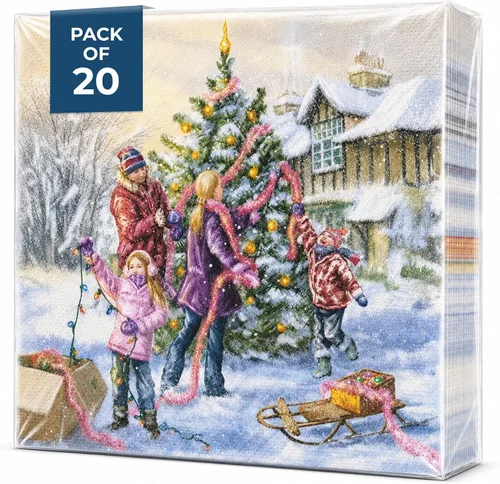 Vista 14 de AM Decor - 20 servilletas de papel de 3 capas de 3 capas para cenas de vacaciones, decoración Decoupage – 13 x 13 pulgadas (desplegada) luz de Luz
