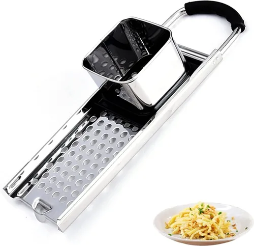 Vista 6 de Spaetzle Maker - Herramienta de fabricación de bolas de masa de fideos caseros de acero inoxidable con empujador de seguridad y mango de goma cómodo