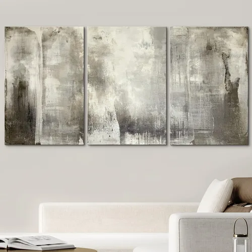 Vista 409 de wall26 Lienzo enmarcado para pared, juego de arte de acuarela pastel, paisaje rural, ilustraciones con formas abstractas, arte moderno, decorativo