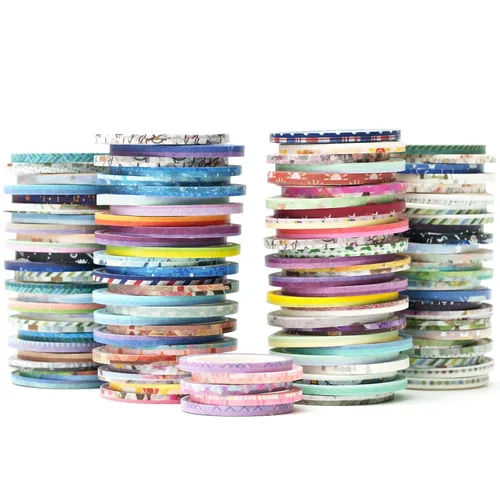 Vista 10 de Extra - Juego de cinta Washi extra delgada, patrones aleatorios, 80 rollos + paquete de lámina dorada, cinta decorativa para enmascarar súper