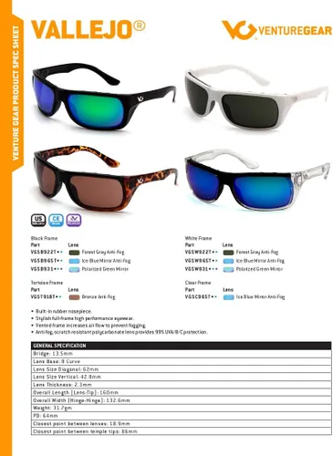 Vista 6 de Venture Gear Vallejo Safety Glasses