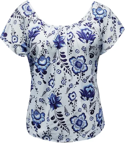 Vista 4 de Women Shirts Casual Short Sleeve Tops Women Fashion Geometric Print Round Neck Short Sleeve Short Shirts for Women