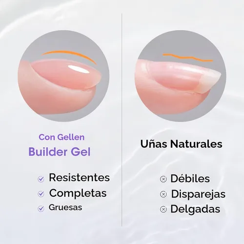 Vista 2 de Gel constructor transparente GELLEN para uñas, 3.4 fl oz UV/LED Soak Off Fortalecedor