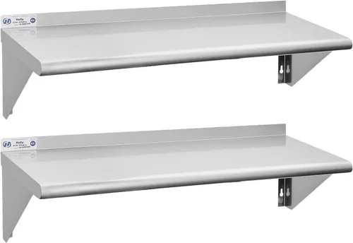 Vista 22 de Hally Estante de acero inoxidable montado en la pared, estante de pared de 10 x 24 pulgadas, NSF resistente, capacidad de 250 libras, estante